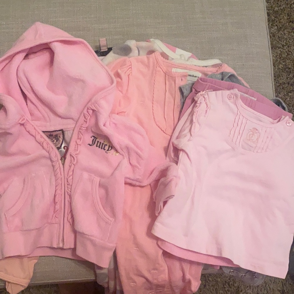 9 Juicy Couture baby girl items 3-6m shirts pjs
